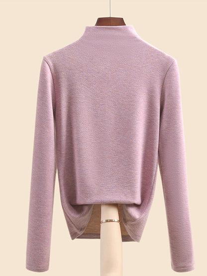 Women Autumn Casual Warm Half-Turtleneck Base Blouse