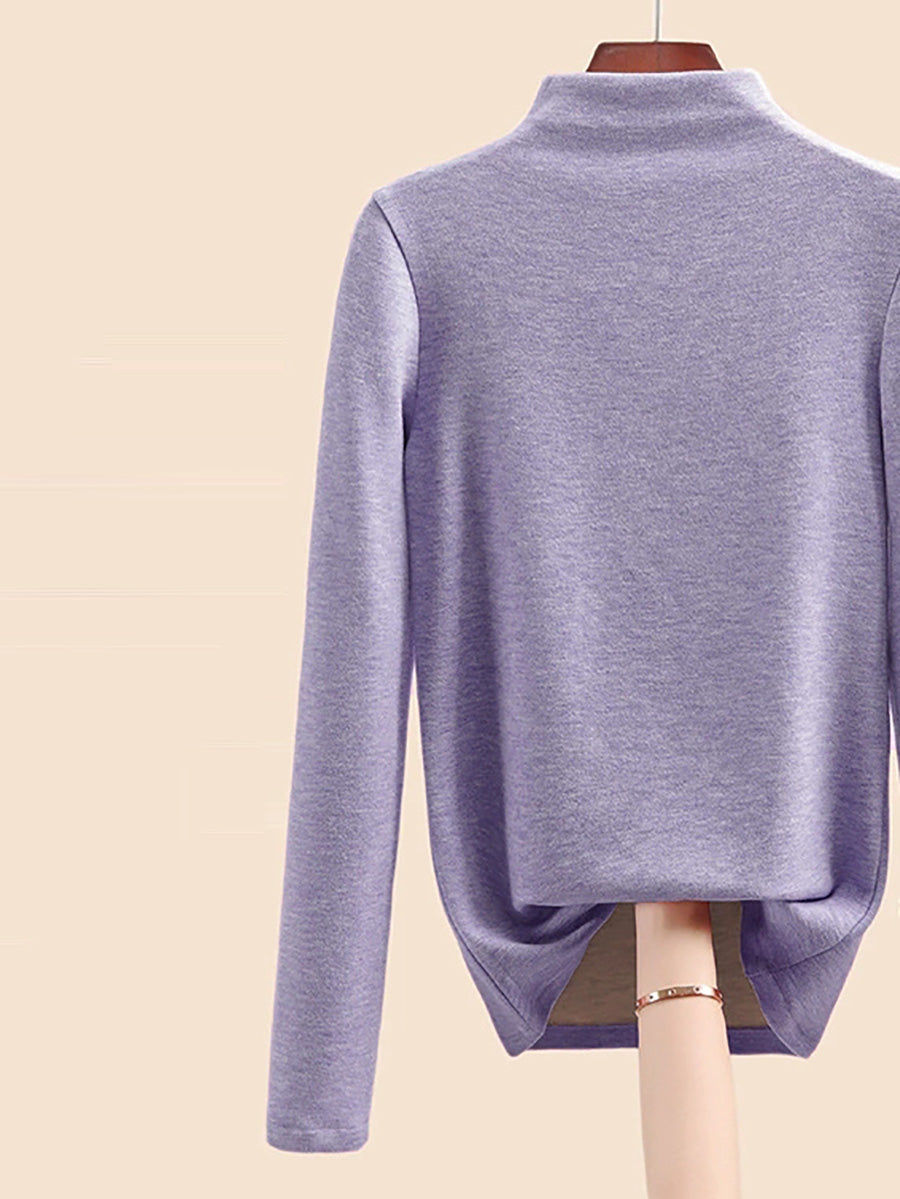 Women Autumn Casual Warm Half-Turtleneck Base Blouse
