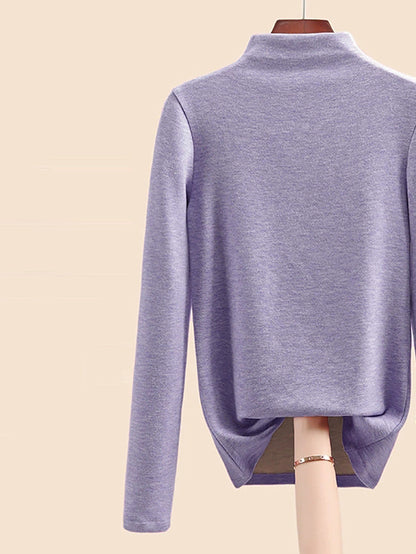 Women Autumn Casual Warm Half-Turtleneck Base Blouse