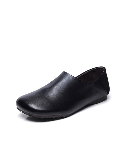 Women Vintage Soft Leather Spliced Flat Shoes