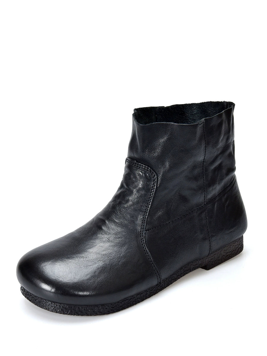 Women Autumn Soft Genuine Leather Low Heel Boots