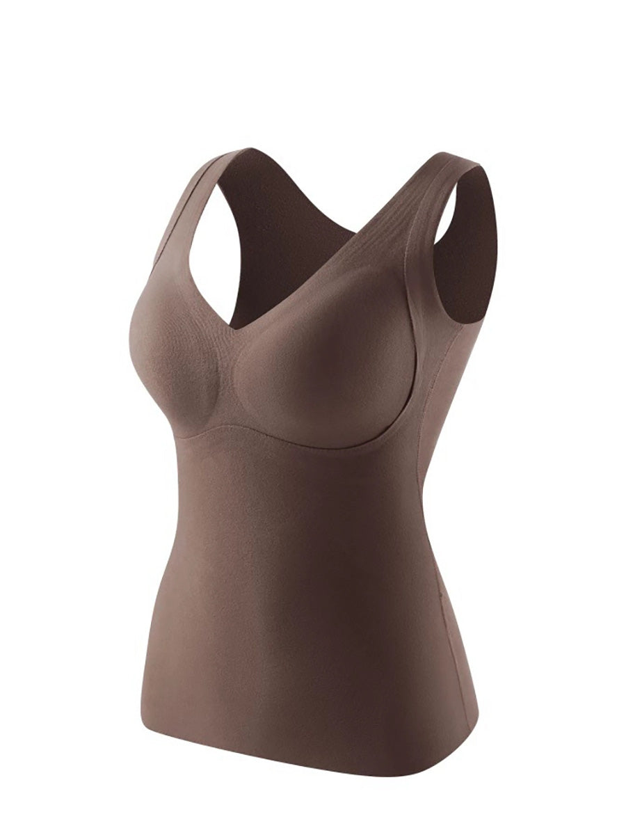 Women Autumn Casual Pure Color V-Neck Base Vest