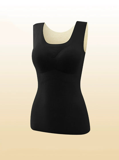 Women Autumn Warm Pure Color U-Neck Base Vest