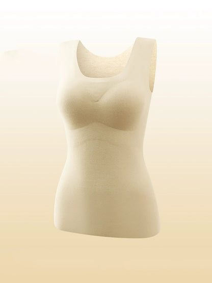 Women Autumn Warm Pure Color U-Neck Base Vest