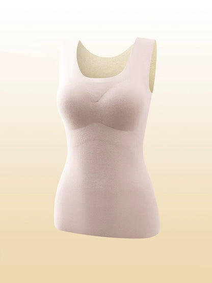 Women Autumn Warm Pure Color U-Neck Base Vest
