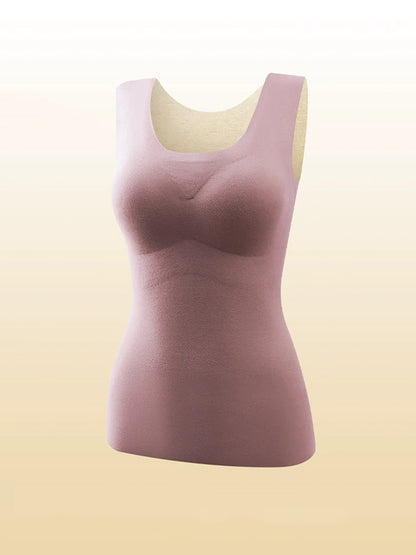 Women Autumn Warm Pure Color U-Neck Base Vest