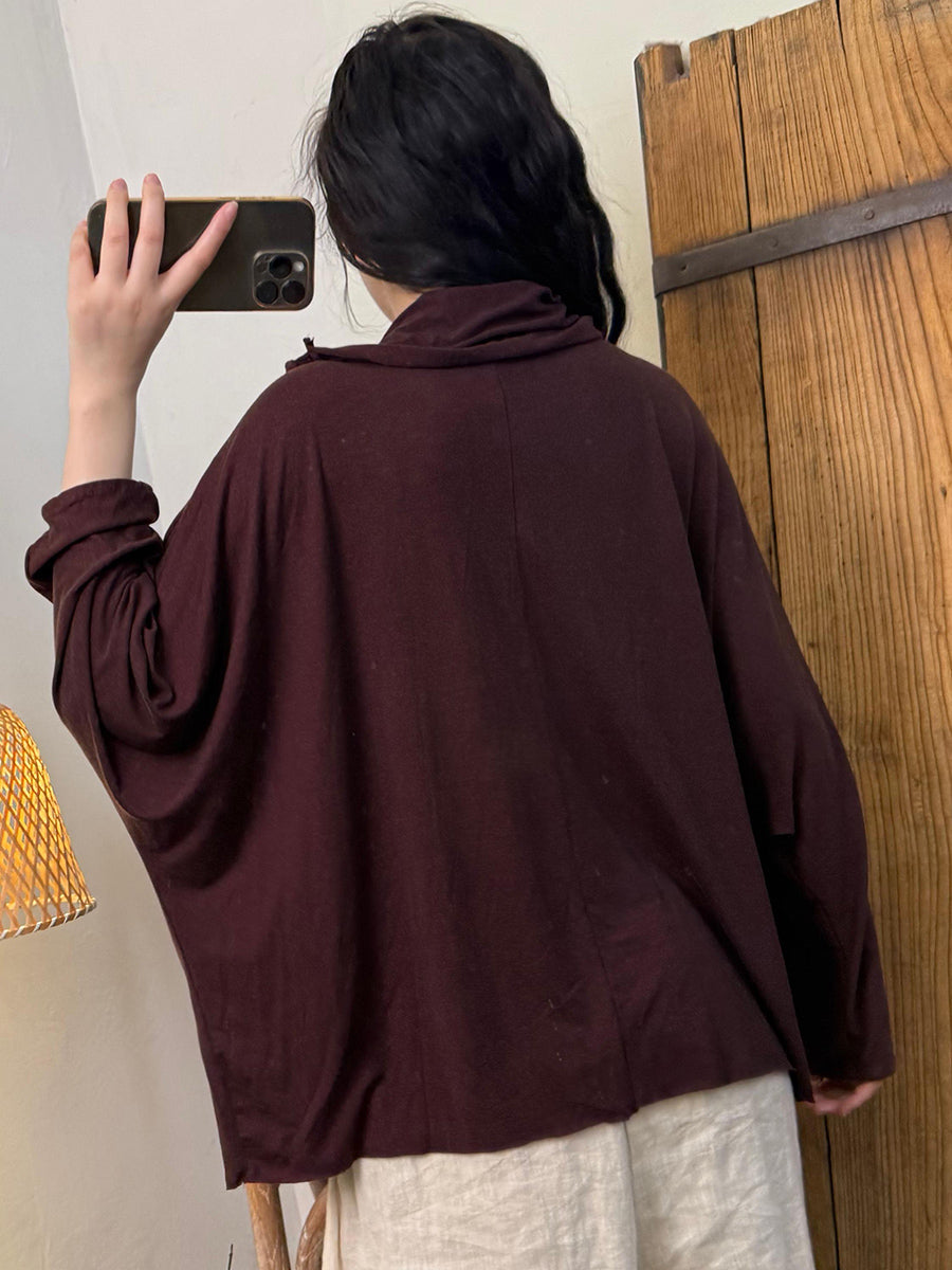 Women Autumn Retro Shirred Spliced Cotton Shirt