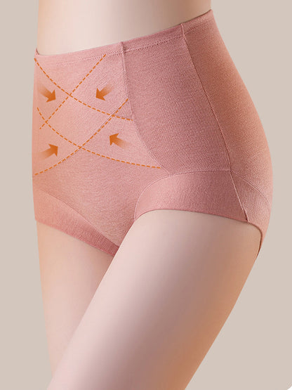 6 Pieces Women Winter Pure Color High Waist Underwear