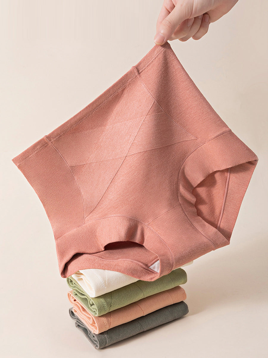 6 Pieces Women Winter Pure Color High Waist Underwear