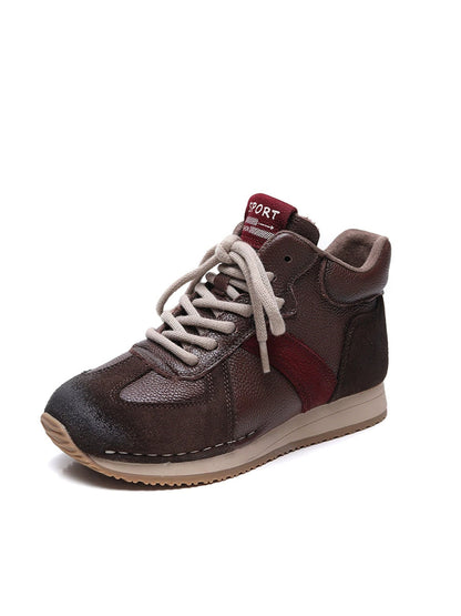 Women Genuine Leather Spliced Sport Shoes