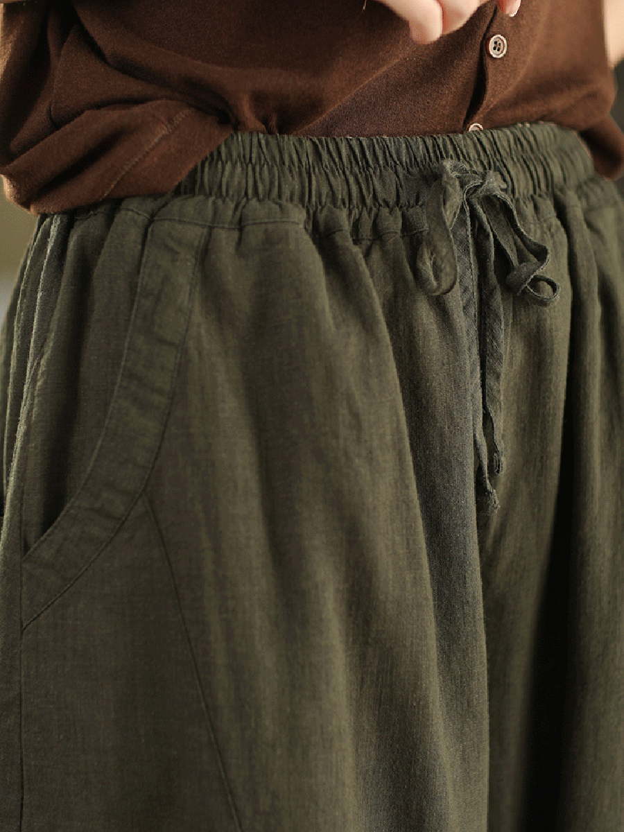 Women Autumn Dual-side Wearring 100%Linen Harem Pants