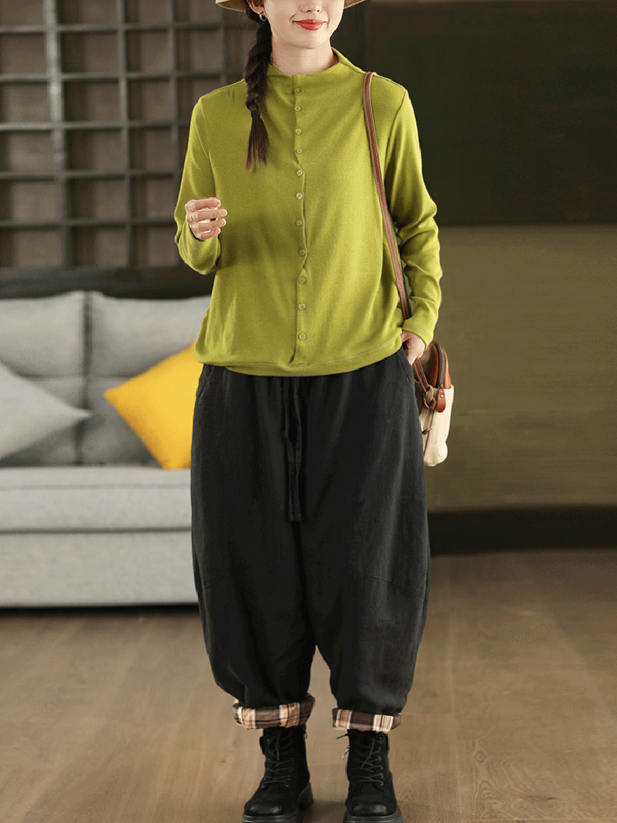 Women Autumn Dual-side Wearring 100%Linen Harem Pants