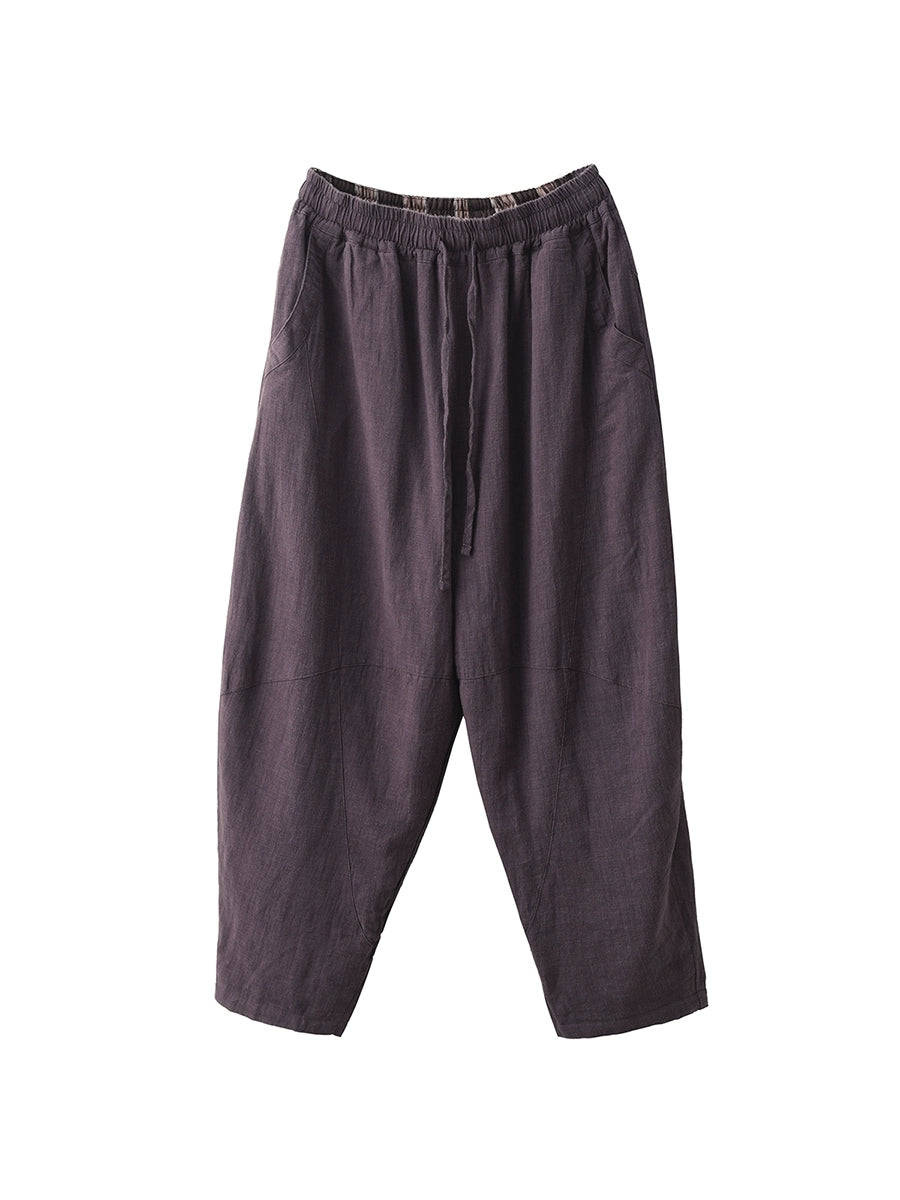Women Autumn Dual-side Wearring 100%Linen Harem Pants