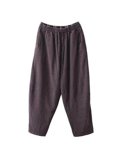 Women Autumn Dual-side Wearring 100%Linen Harem Pants