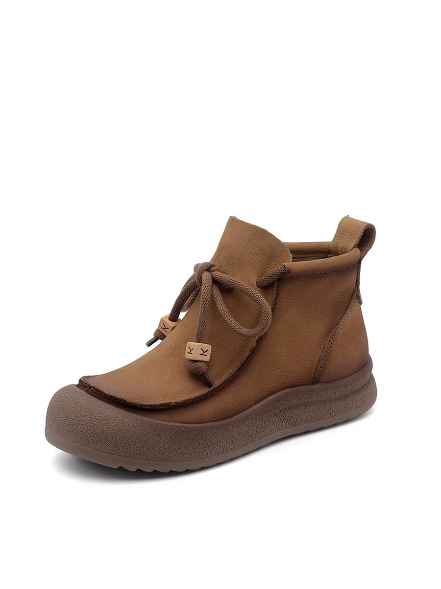 Women Winter Genuine Leather Spliced Ankle Boots