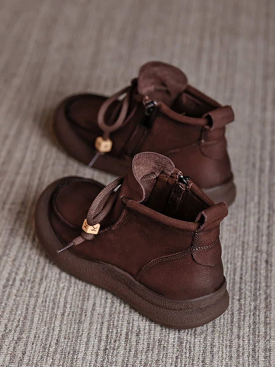 Women Winter Genuine Leather Spliced Ankle Boots