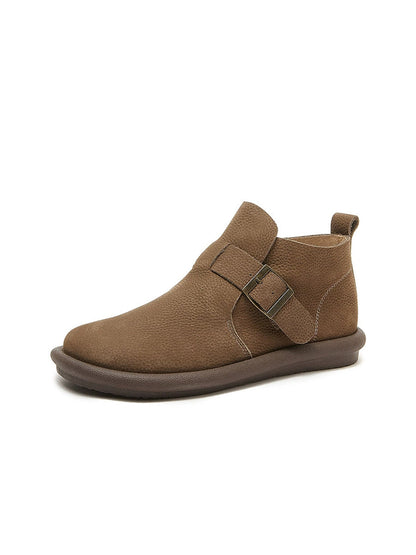 Women Vintage Soft Leather Flat Ankle Boots