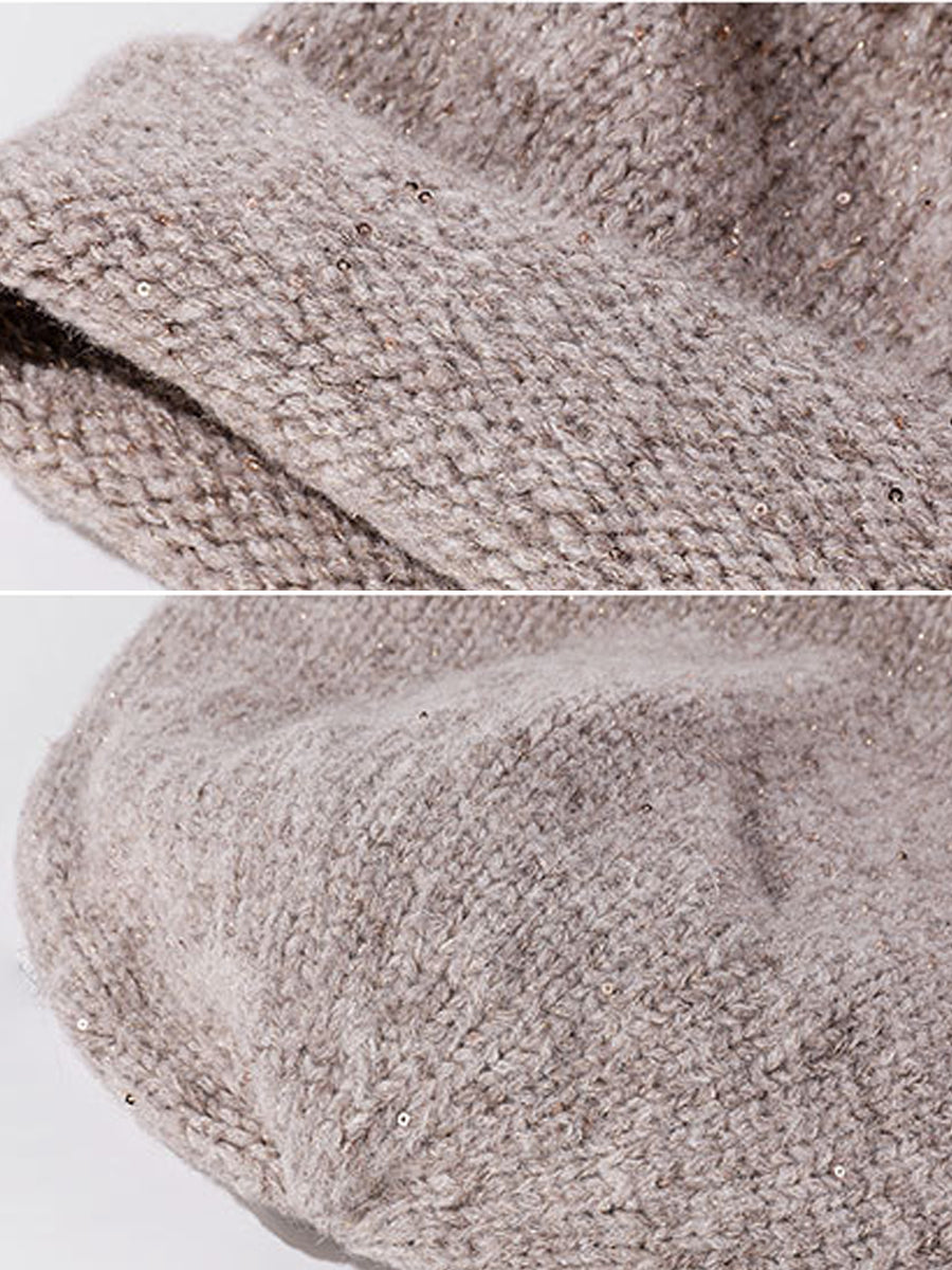 Women Winter Pure Color Warm Knitted Hat