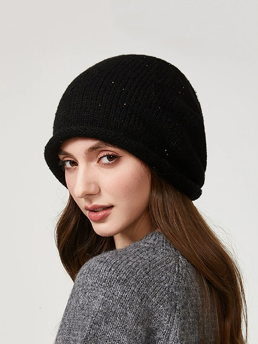 Women Winter Pure Color Warm Knitted Hat