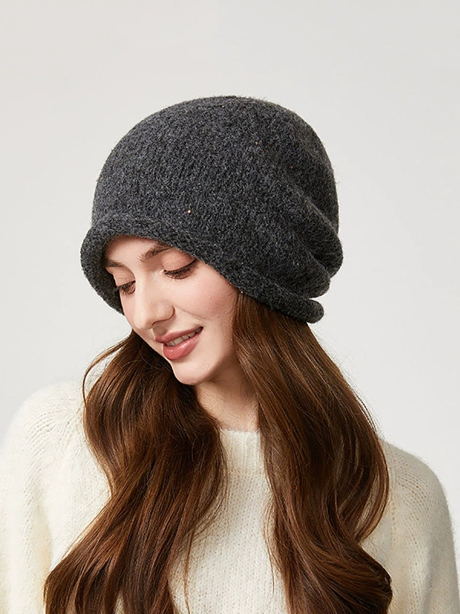Women Winter Pure Color Warm Knitted Hat