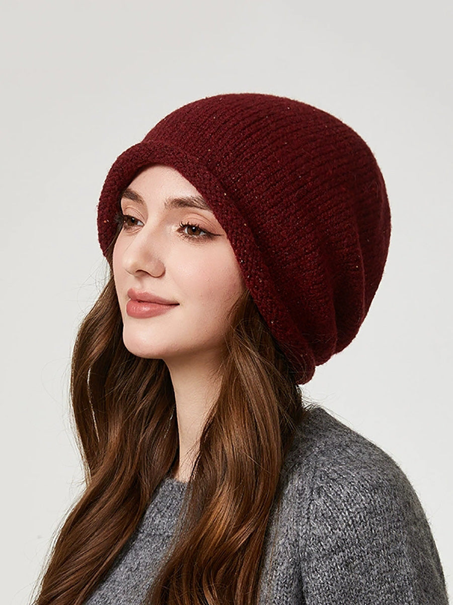 Women Winter Pure Color Warm Knitted Hat