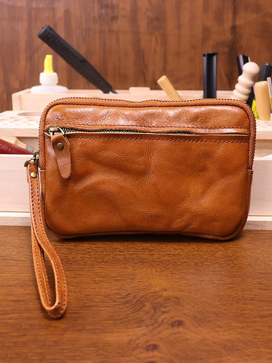 Vintage Pure Color Leather Multifunction Wallet