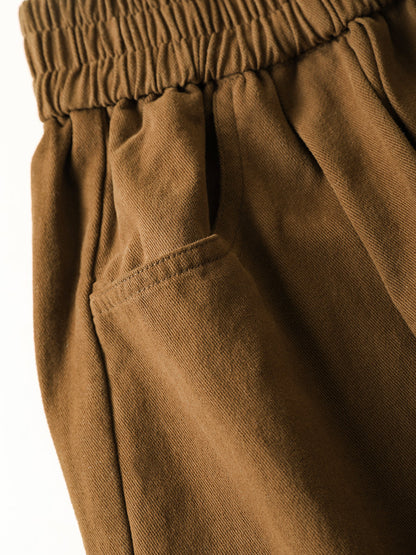 Women Autumn Casual Pure Color 100%Cotton Wide-leg Pants