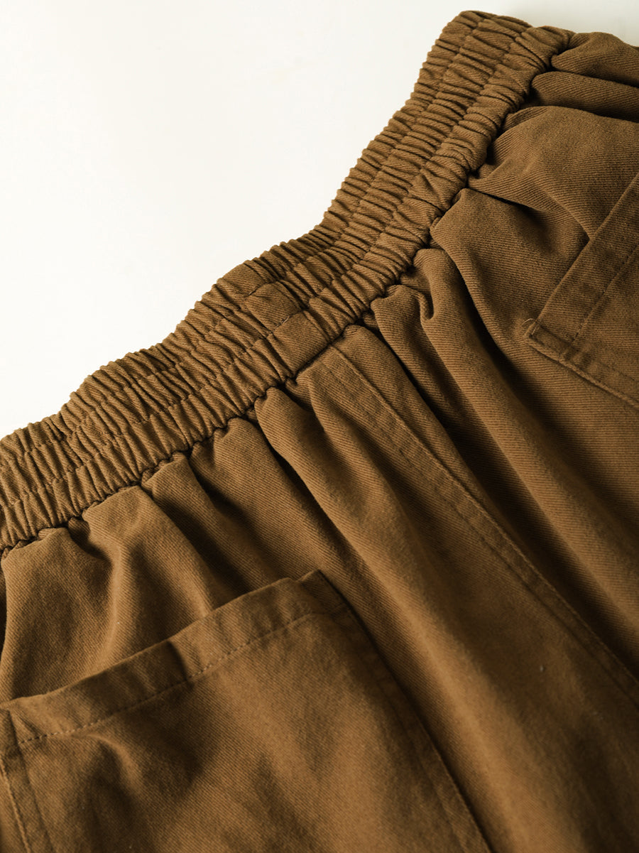 Women Autumn Casual Pure Color 100%Cotton Wide-leg Pants