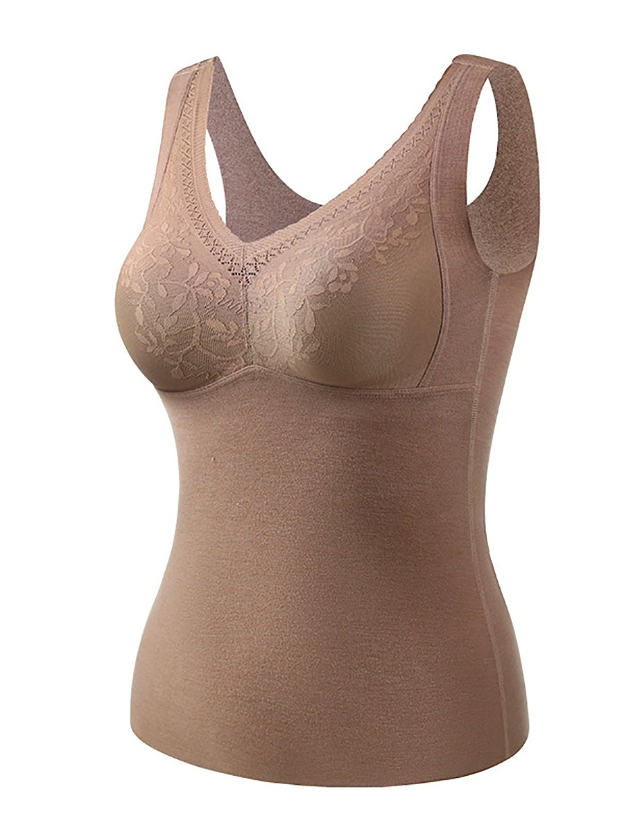 Women Autumn Warm Pure Color V-Neck Base Vest