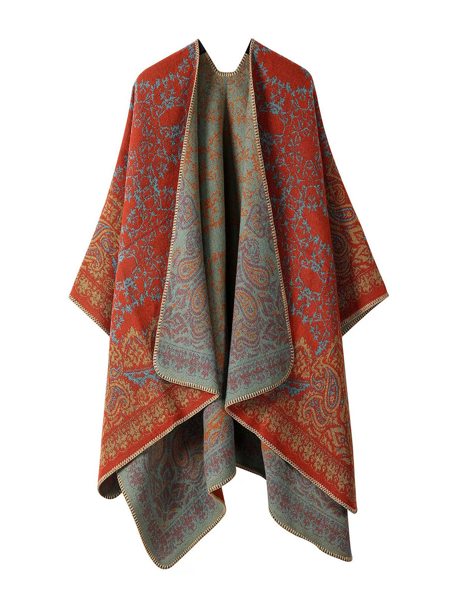 Women Vintage Autumn Print Warm Shawl
