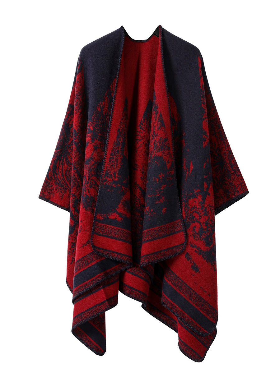 Women Vintage Autumn Print Warm Shawl