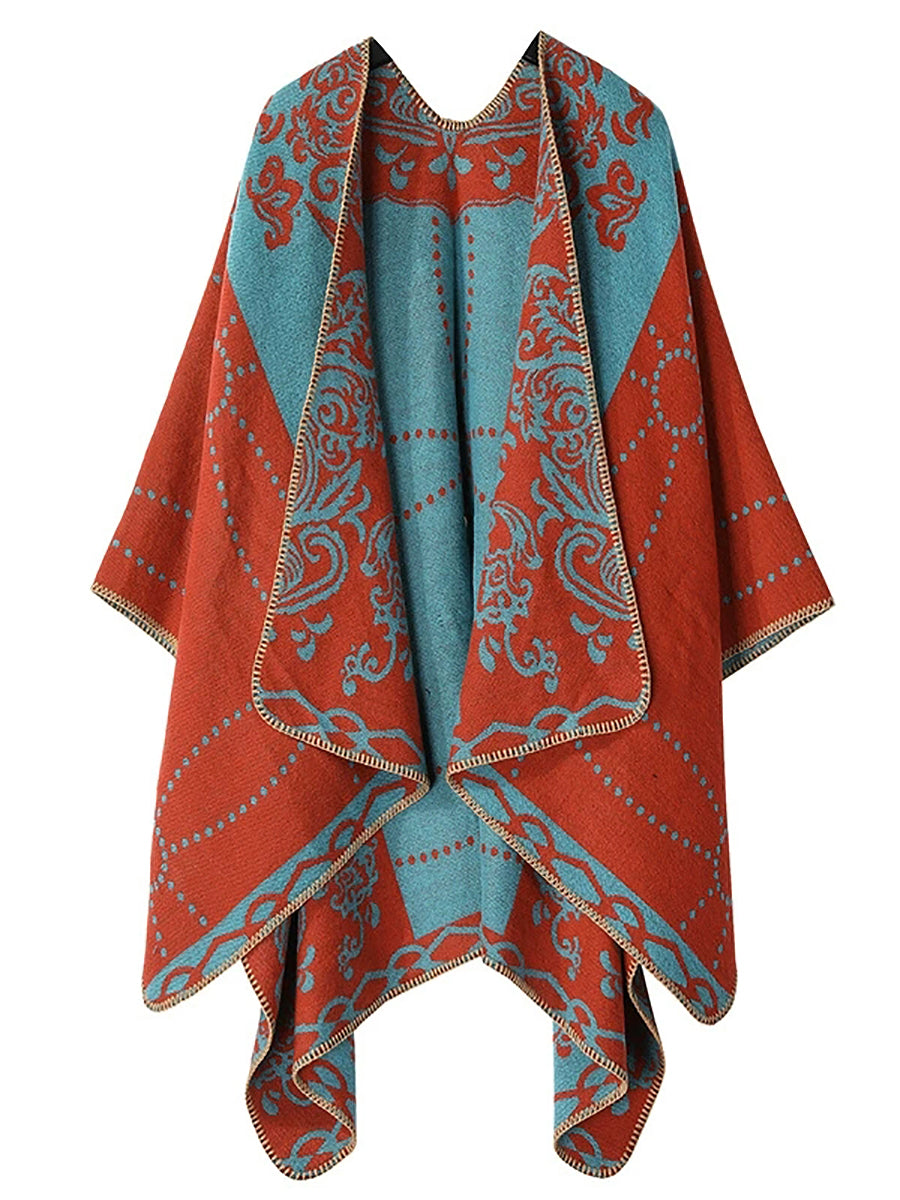 Women Vintage Autumn Print Warm Shawl