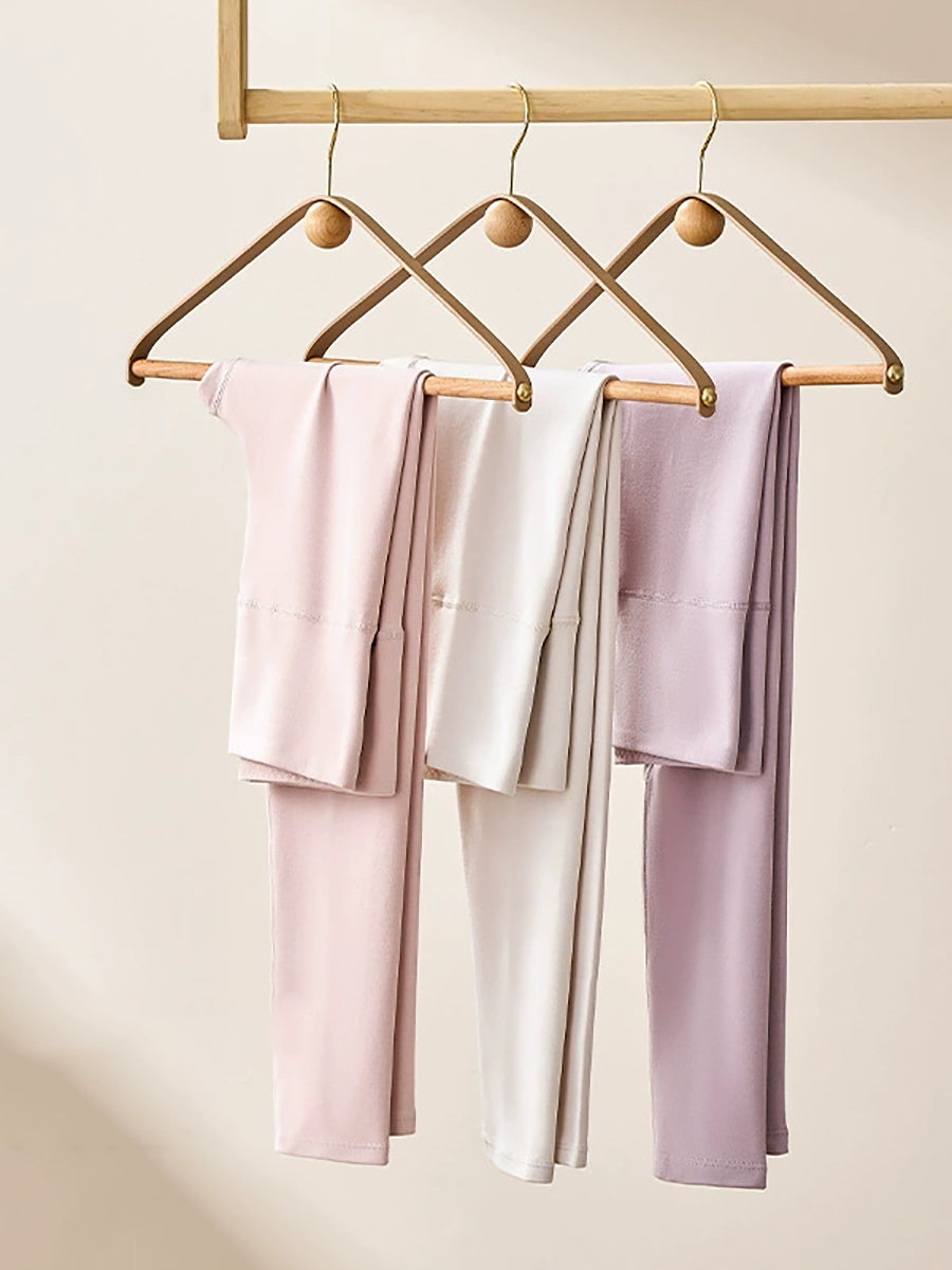 Women Autumn Warm Pure Color High Waist Leggings