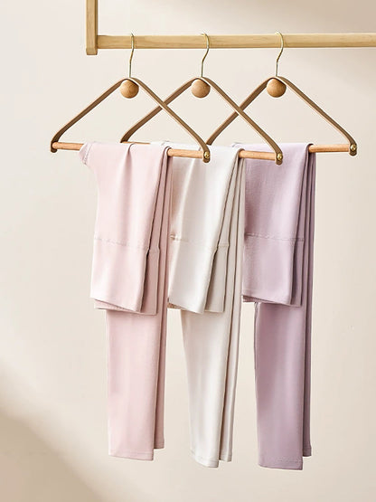 Women Autumn Warm Pure Color High Waist Leggings