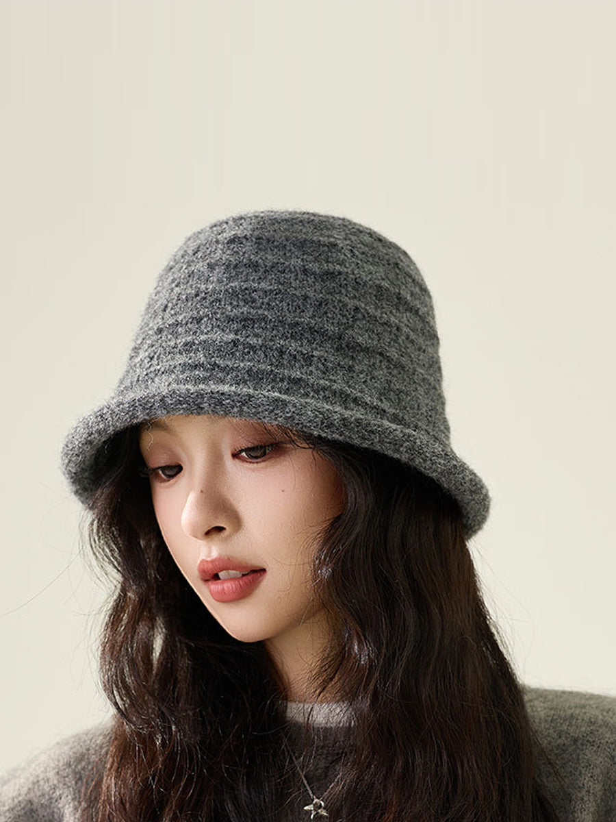 Women Casual Winter Warm Knitted Bucket Hat