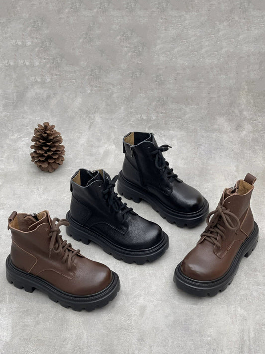 Women Winter Genuine Leather Platfrom Martin Boots