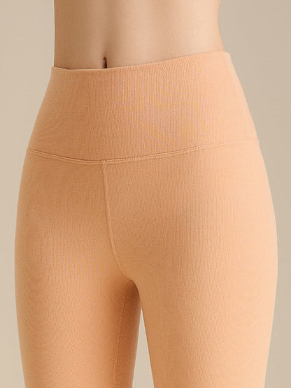Women Autumn Warm Pure Color High Waist Leggings
