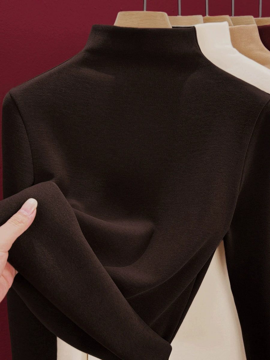 Women Autumn Pure Color Warm Half-Turtleneck Sweater