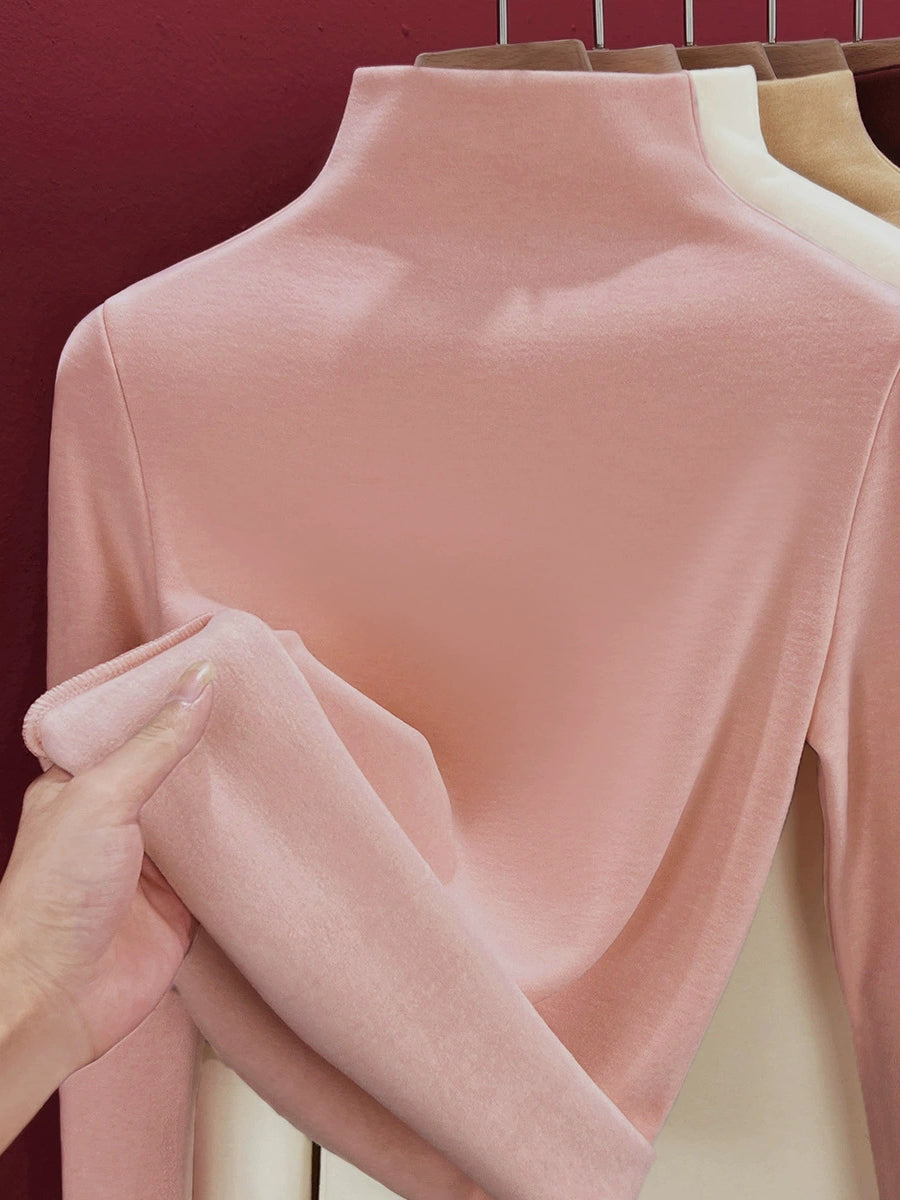 Women Autumn Pure Color Warm Half-Turtleneck Sweater