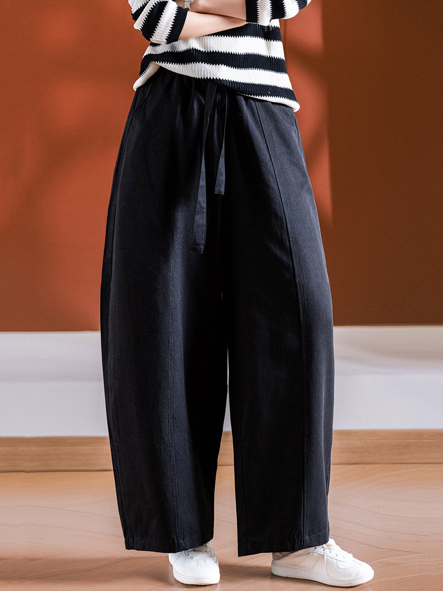 Women Autumn Casual Pure Color Spliced Harem Pants