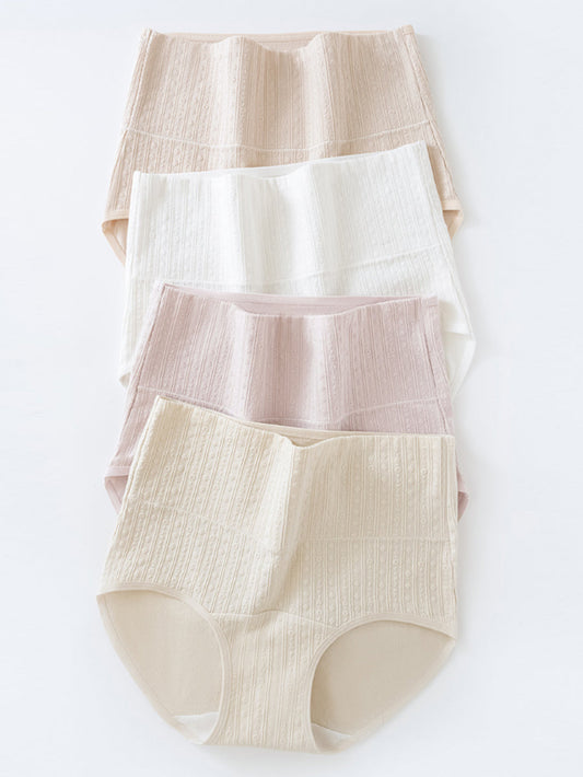 4 Pieces Women Casual High Waist Jacquard Underwear