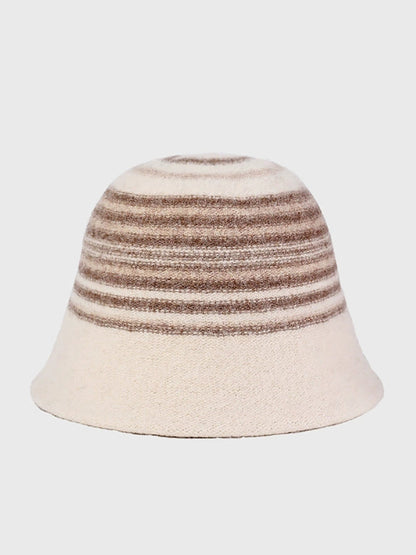 Women Winter Casual Stripe Warm Bucket Hat