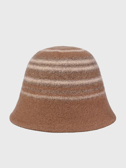 Women Winter Casual Stripe Warm Bucket Hat