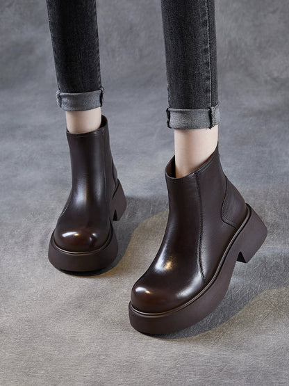 Women Casual Genuine Leather Platform Boots