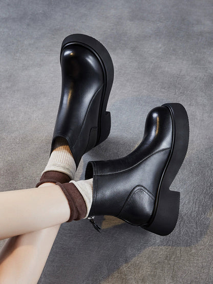 Women Casual Genuine Leather Platform Boots