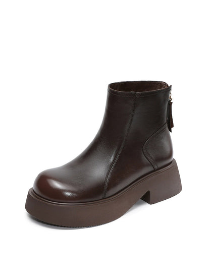 Women Casual Genuine Leather Platform Boots