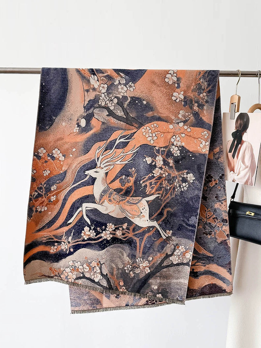 Women Travel Warm Jacquard Shawl Scarf