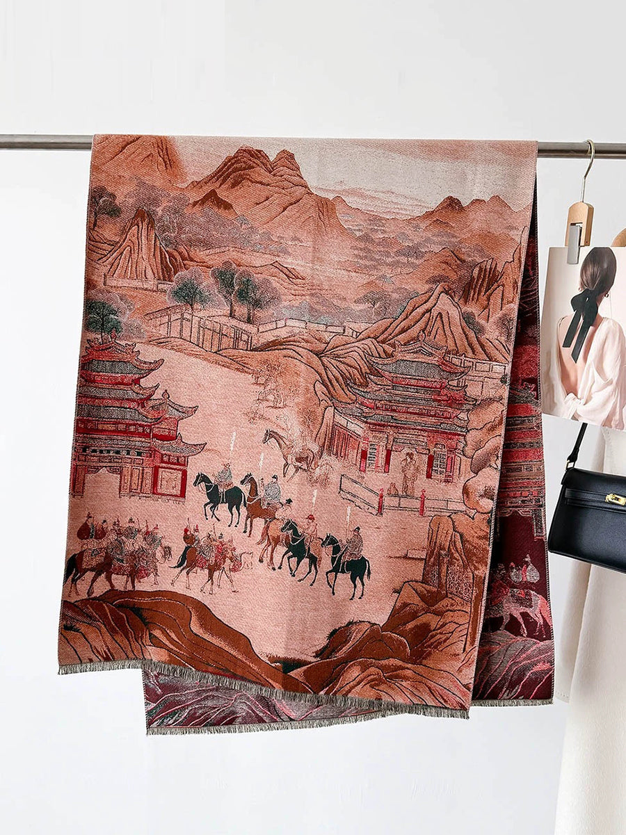 Women Travel Warm Jacquard Shawl Scarf