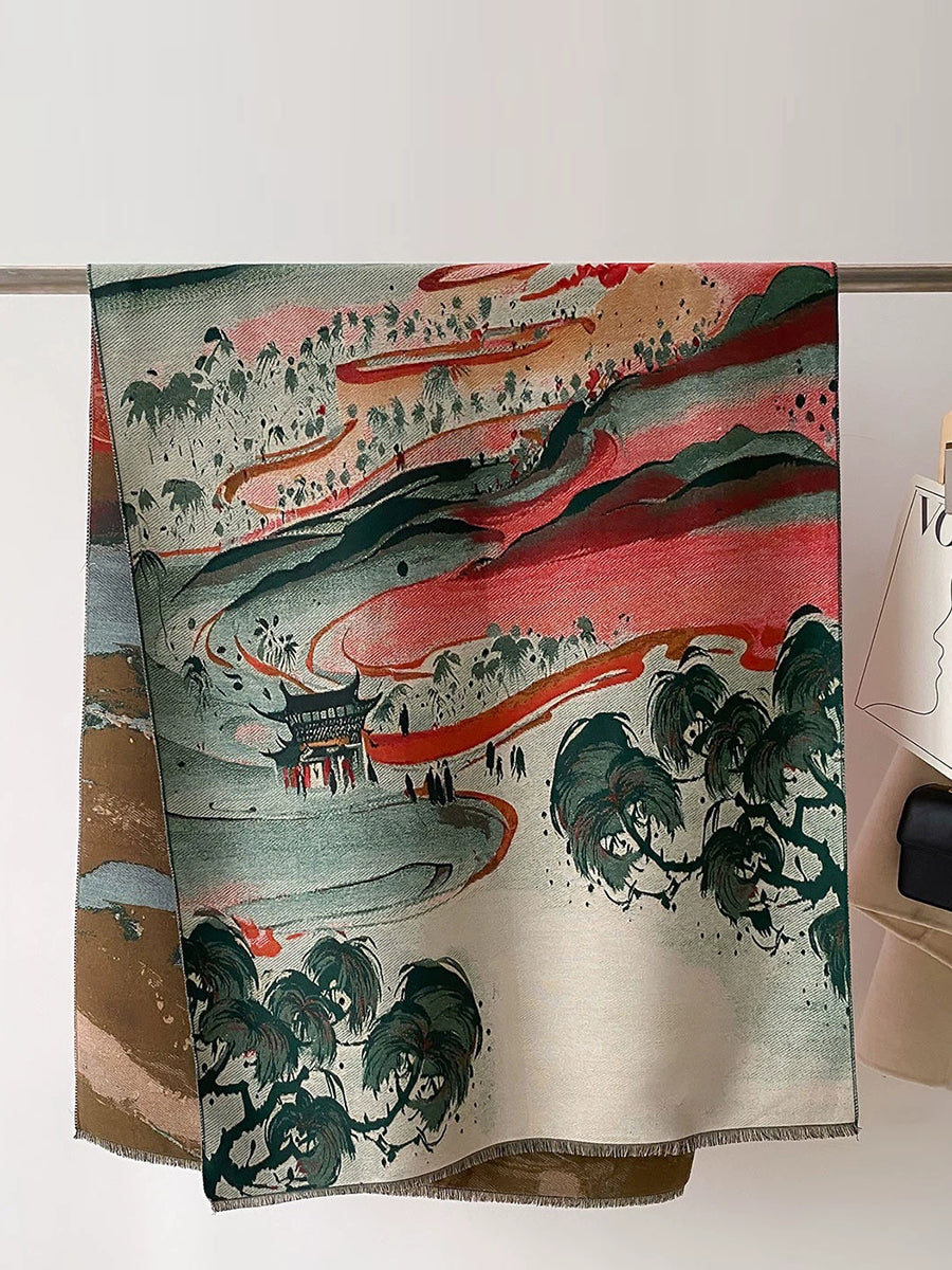 Women Travel Warm Jacquard Shawl Scarf