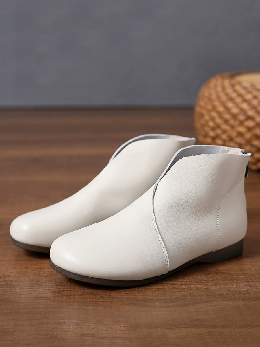 Women Casual Genuine Leather Spliced Ankle Boots